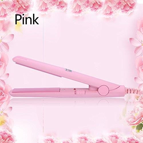 Mini Hair Straightener, 2 in 1 Mini Ceramic Tourmaline Flat Iron for Short Hair Pixie Cut Hair Touch Control, Anti-Frizz (4 Colors Optional)(Pink US)