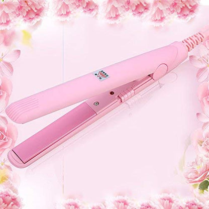 Mini Hair Straightener, 2 in 1 Mini Ceramic Tourmaline Flat Iron for Short Hair Pixie Cut Hair Touch Control, Anti-Frizz (4 Colors Optional)(Pink US)