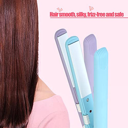 Mini Hair Straightener, 2 in 1 Mini Ceramic Tourmaline Flat Iron for Short Hair Pixie Cut Hair Touch Control, Anti-Frizz (4 Colors Optional)(Pink US)