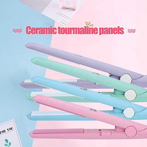 Mini Hair Straightener, 2 in 1 Mini Ceramic Tourmaline Flat Iron for Short Hair Pixie Cut Hair Touch Control, Anti-Frizz (4 Colors Optional)(Pink US)