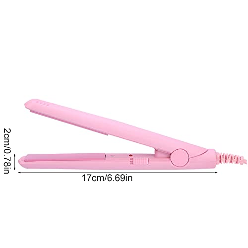 Mini Hair Straightener, 2 in 1 Mini Ceramic Tourmaline Flat Iron for Short Hair Pixie Cut Hair Touch Control, Anti-Frizz (4 Colors Optional)(Pink US)