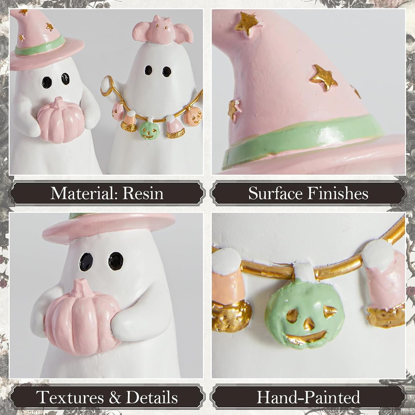 Halloween Decor Indoor, Pastel Pink Ghost Decorations for Home