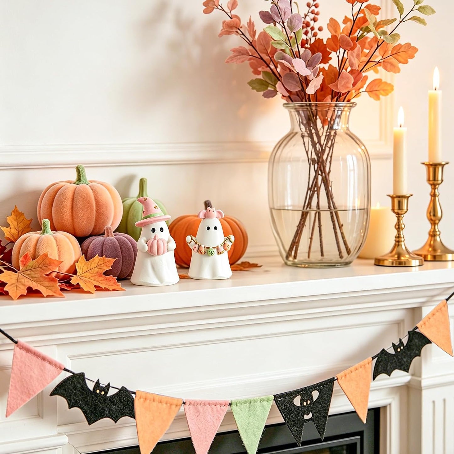 Halloween Decor Indoor, Pastel Pink Ghost Decorations for Home