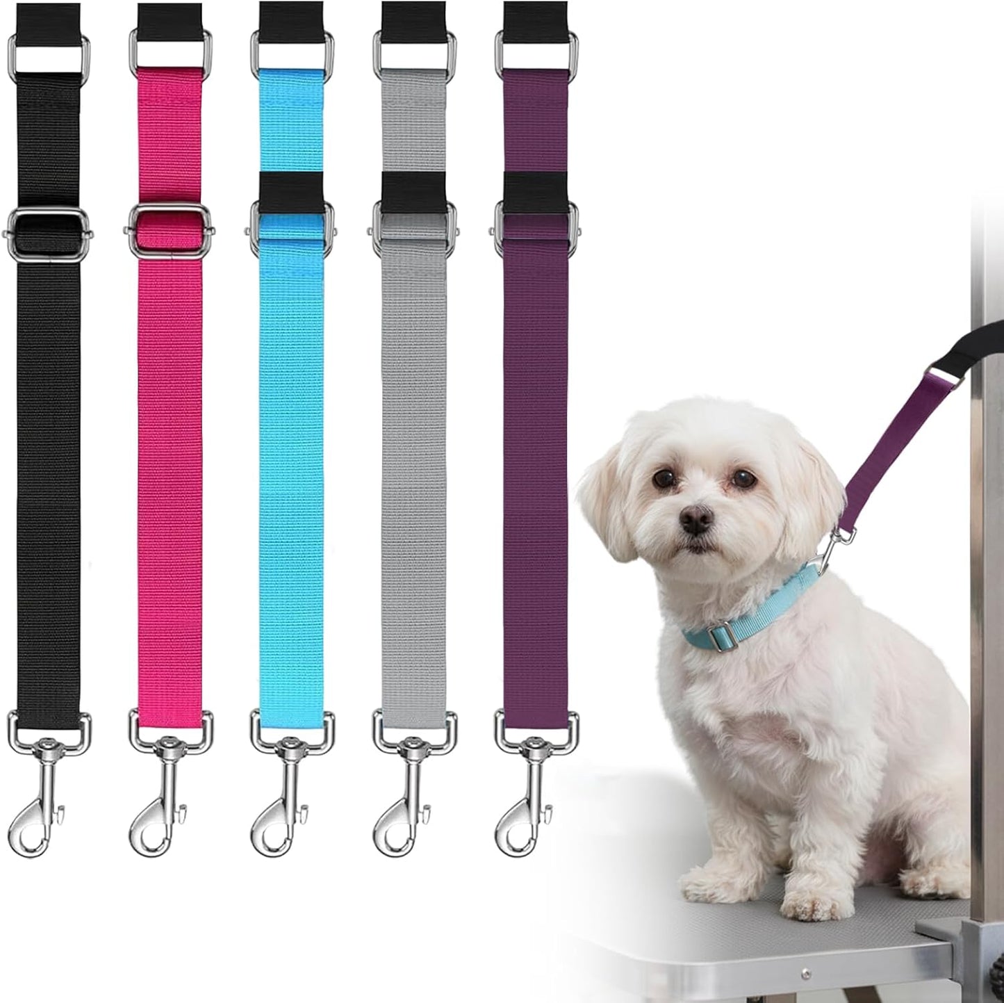 Dog Grooming Loop Extension Straps, 5 Pack Adjustable Grooming Arm Extenders for Bathing, Trimming & Drying, Grooming Table Accessories for Small Medium Large Dogs