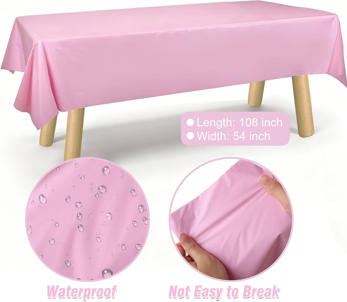 Pink Party Supplies for 24 Guests, 169 PCS Light Pink Disposable Tableware Set, 7 Inch & 9 Inch Paper Plates, 9 oz Cups, 13 x 13 Inch Napkins, Plastic Cutlery and 54 x 108 Inch Tablecloth