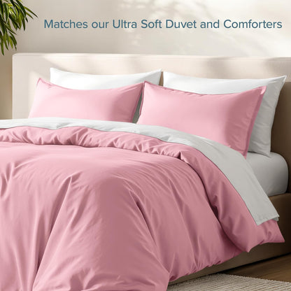 Pillow Sham Covers 1800 Ultra-Soft Set (Standard, Light Pink)