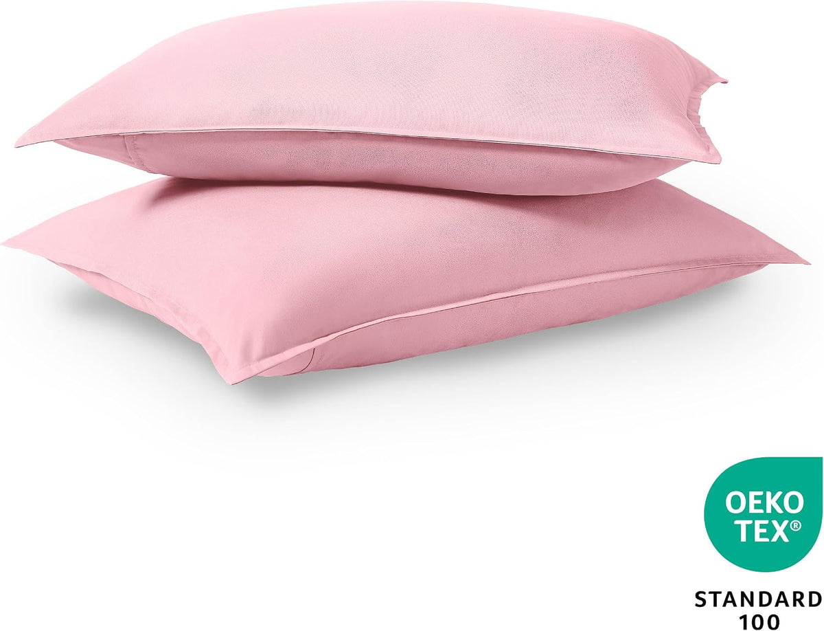Pillow Sham Covers 1800 Ultra-Soft Set (Standard, Light Pink)