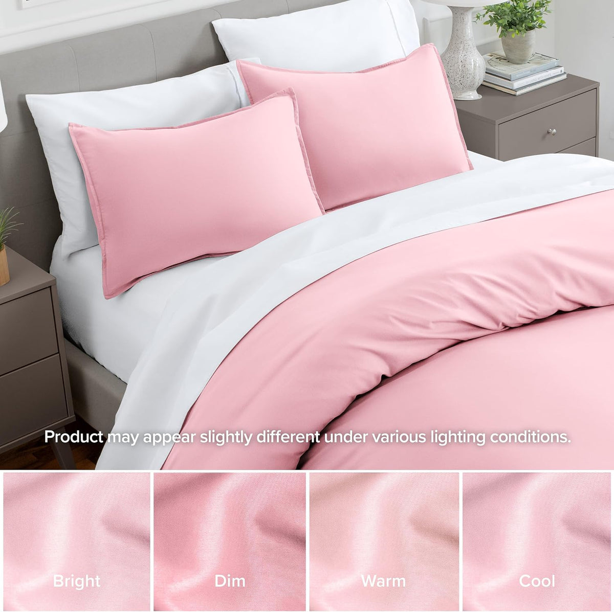 Pillow Sham Covers 1800 Ultra-Soft Set (Standard, Light Pink)
