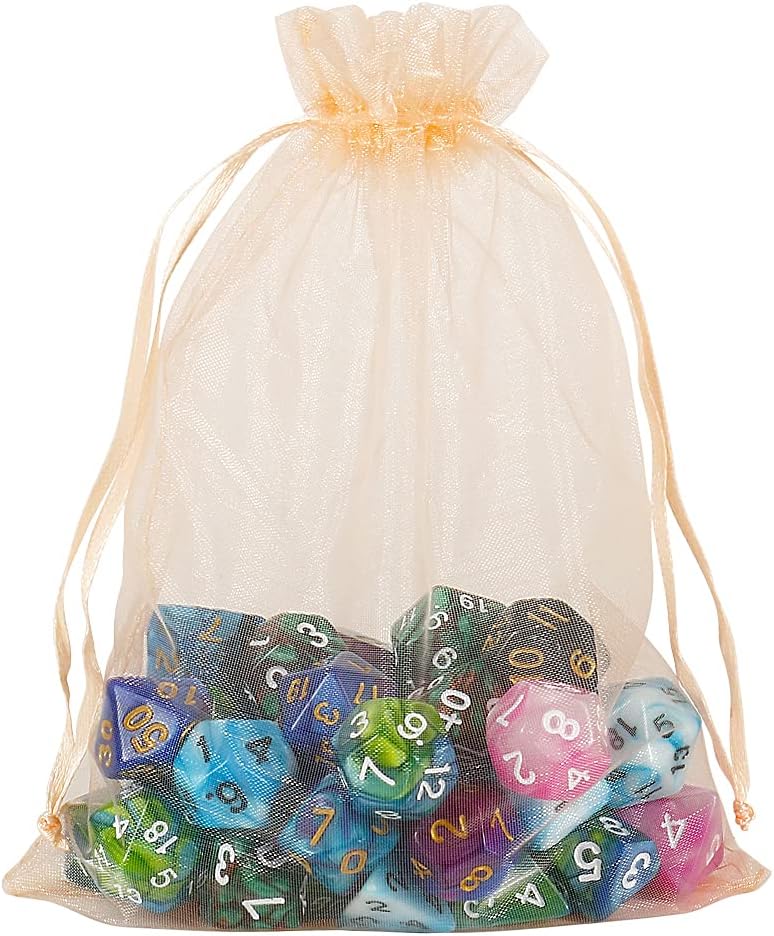 HRX Package Blush Peach Organza Bags 5x7 inch 100pcs, Mesh Gift Bag Jewelry Pouches Drawstring for Candy Present Wedding Party Favors