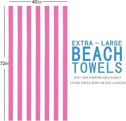 6 Packs Oversized 72X40 Inch Stripe Beach Towel Thin Terry Set Extra Large XL Big Clearance Towels Soft Swim Pool Travel Accessories Essentials Camping Adults Men Women Gift Pink