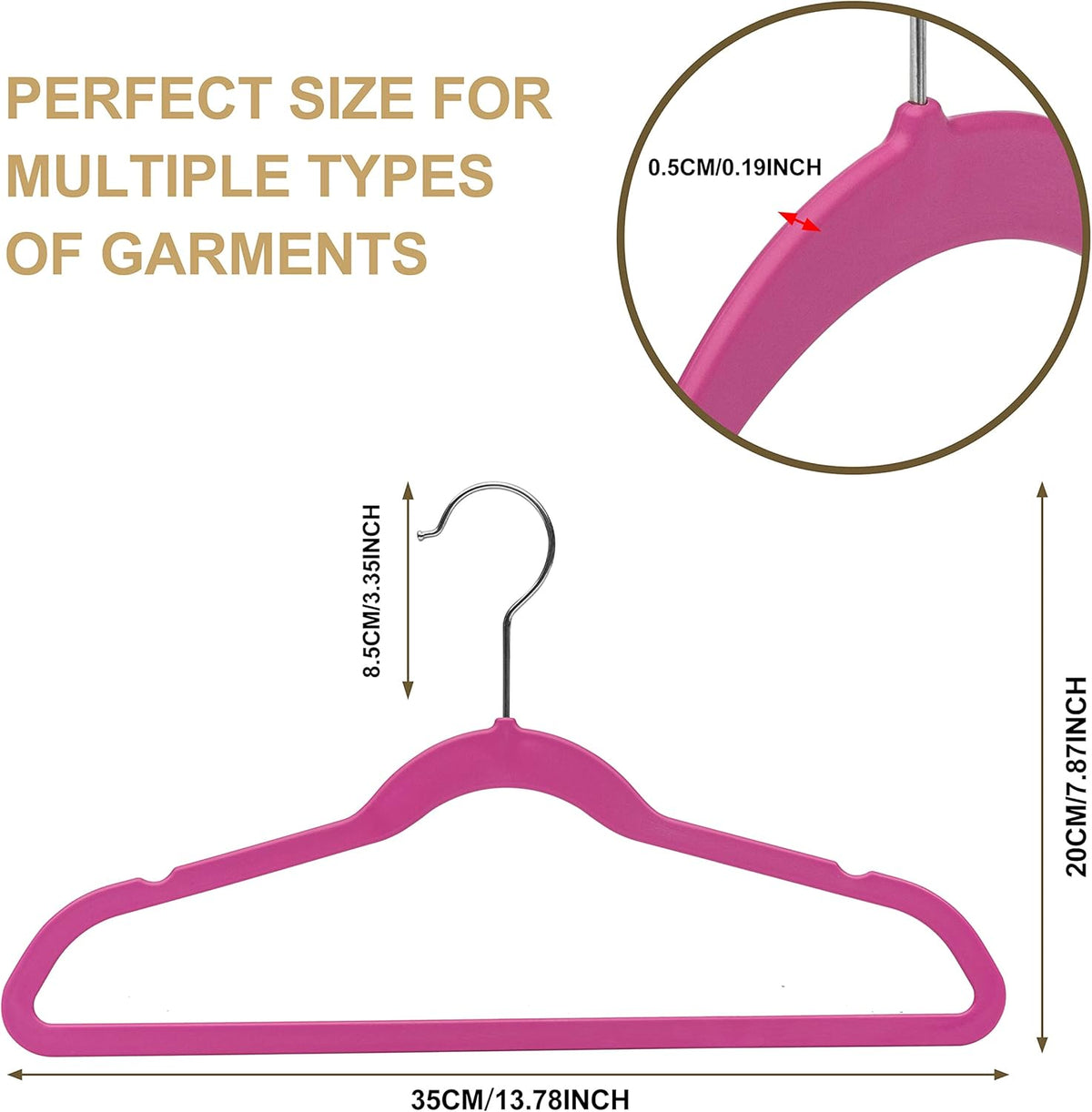 Quality Children's Plastic 30 Pack Non Velvet Non-Flocked Thin Compact Hangers Swivel Hook for Shirts Blouse Coats (Pink, 30)