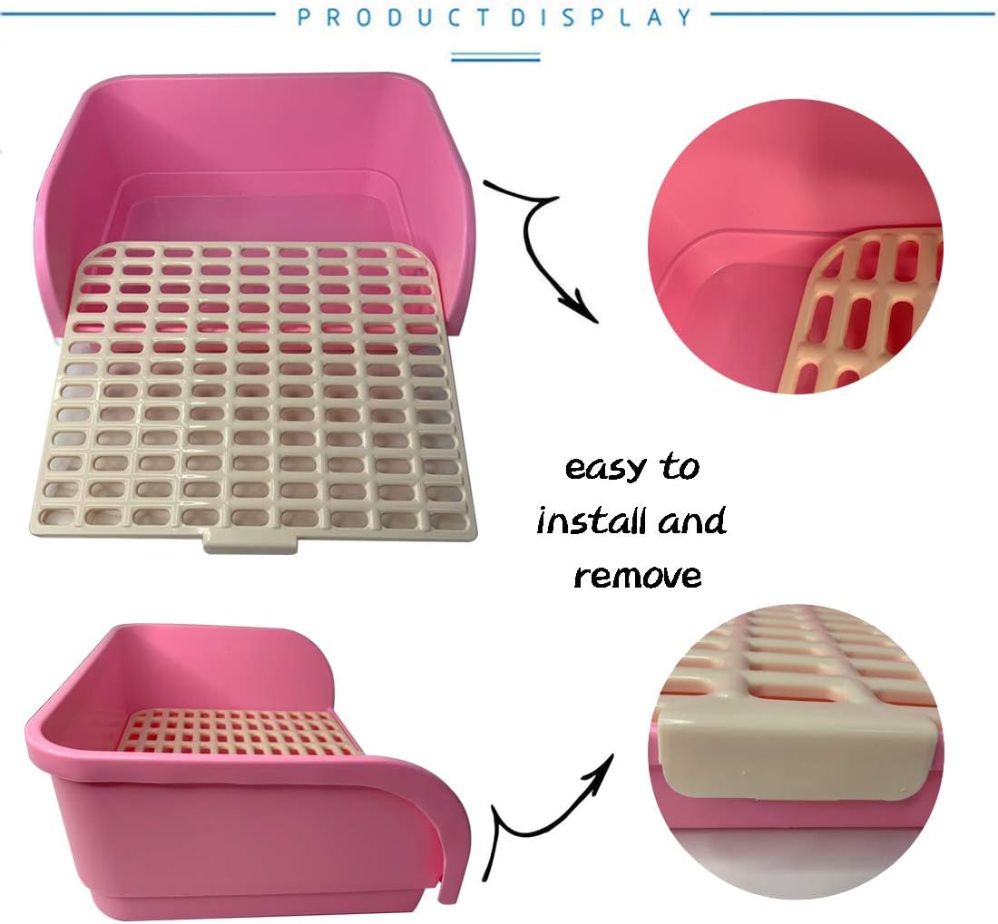 Hamiledyi Large Rabbit Litter Box Corner Bedding Box Chinchilla Toilet Trainer Square Potty Pet Pan for Adult Guinea Pig, Galesaur.Ferret and Other Animals