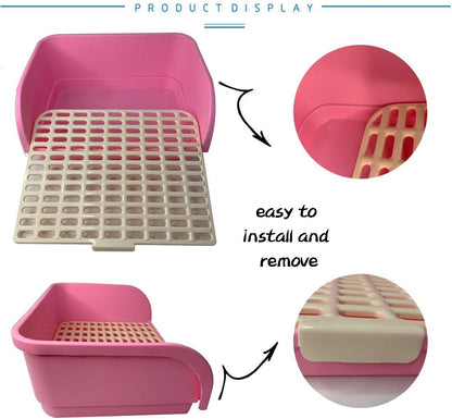 Hamiledyi Large Rabbit Litter Box Corner Bedding Box Chinchilla Toilet Trainer Square Potty Pet Pan for Adult Guinea Pig, Galesaur.Ferret and Other Animals