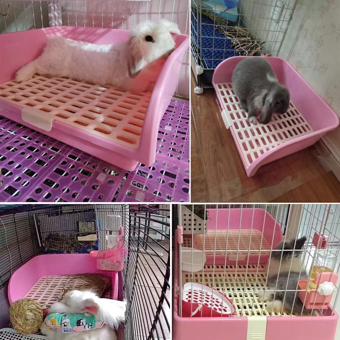 Hamiledyi Large Rabbit Litter Box Corner Bedding Box Chinchilla Toilet Trainer Square Potty Pet Pan for Adult Guinea Pig, Galesaur.Ferret and Other Animals