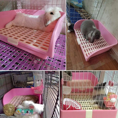 Hamiledyi Large Rabbit Litter Box Corner Bedding Box Chinchilla Toilet Trainer Square Potty Pet Pan for Adult Guinea Pig, Galesaur.Ferret and Other Animals