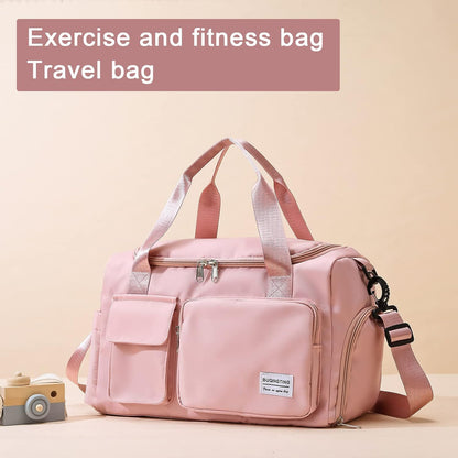 Small Gym Bag for Women, Travel Duffle Bag Carry On Weekender Bag with Shoe Compartment