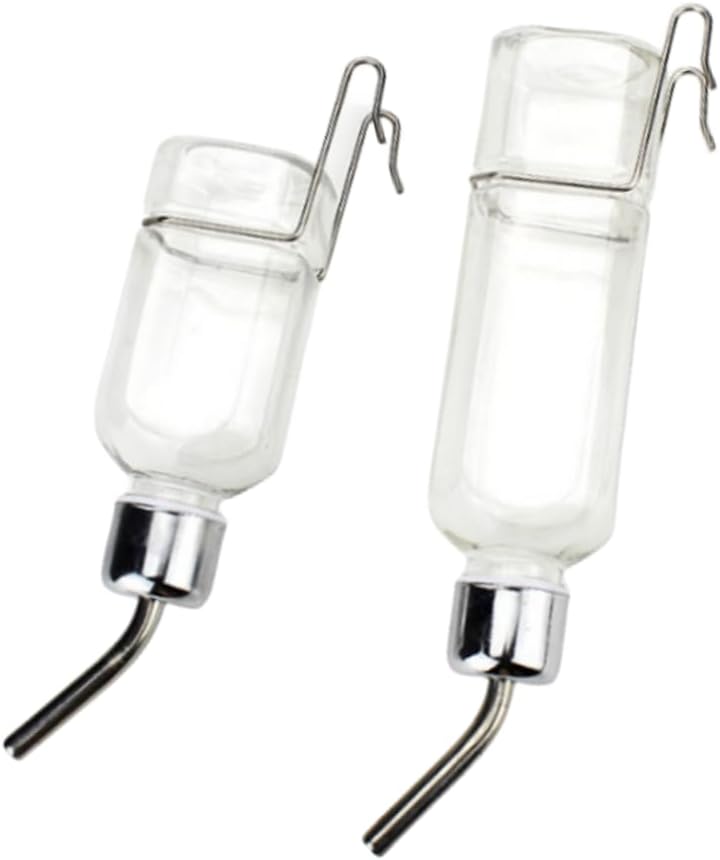 2 Pcs Pet Cage Water Bottle No Drip Small Animal Water Bottle, Hanging Waterer for Rabbit, Guinea Pig, Hedgehog, Squirrel, Rat, Chinchilla, Hamster Dispenser Bottle