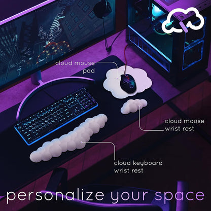 Pink Cloud Keyboard Wrist Rest – Qloud Pink Wrist Rest for Computer Keyboard and Mouse, Ergonomic Memory Foam Wrist Pad with Non-Slip Base, Includes Cloud Mouse Pad