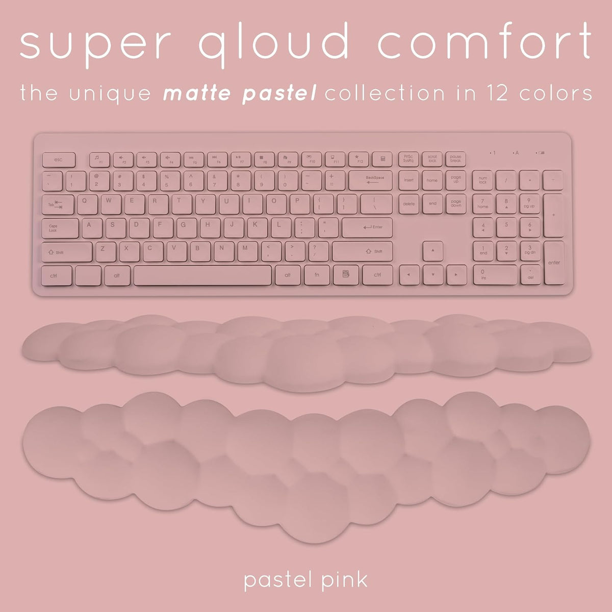 Pink Cloud Keyboard Wrist Rest – Qloud Pink Wrist Rest for Computer Keyboard and Mouse, Ergonomic Memory Foam Wrist Pad with Non-Slip Base, Includes Cloud Mouse Pad