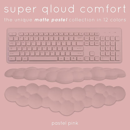 Pink Cloud Keyboard Wrist Rest – Qloud Pink Wrist Rest for Computer Keyboard and Mouse, Ergonomic Memory Foam Wrist Pad with Non-Slip Base, Includes Cloud Mouse Pad