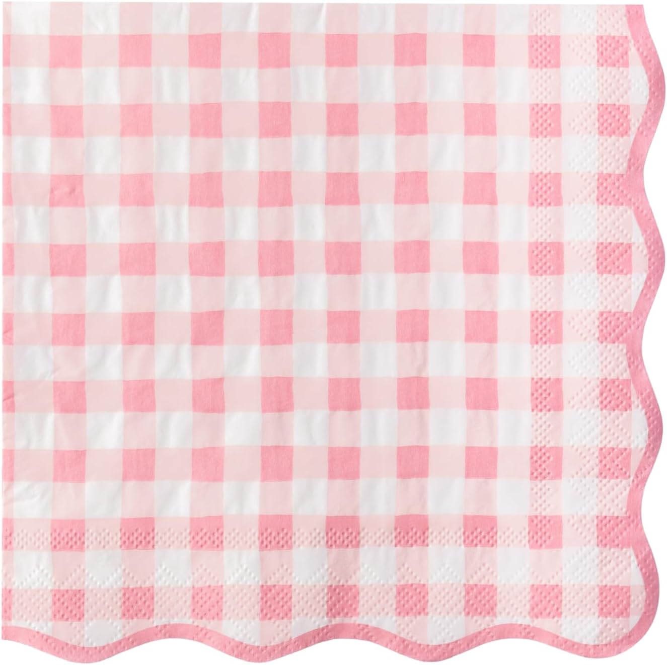 Bonjour Fête Pink Gingham Paper Party Dinner Napkins | Premium Party Supplies | Baby Showers, Tea Parties, Valentine's Day, & Festive Gatherings | Pack of 16, 6.5" Folded