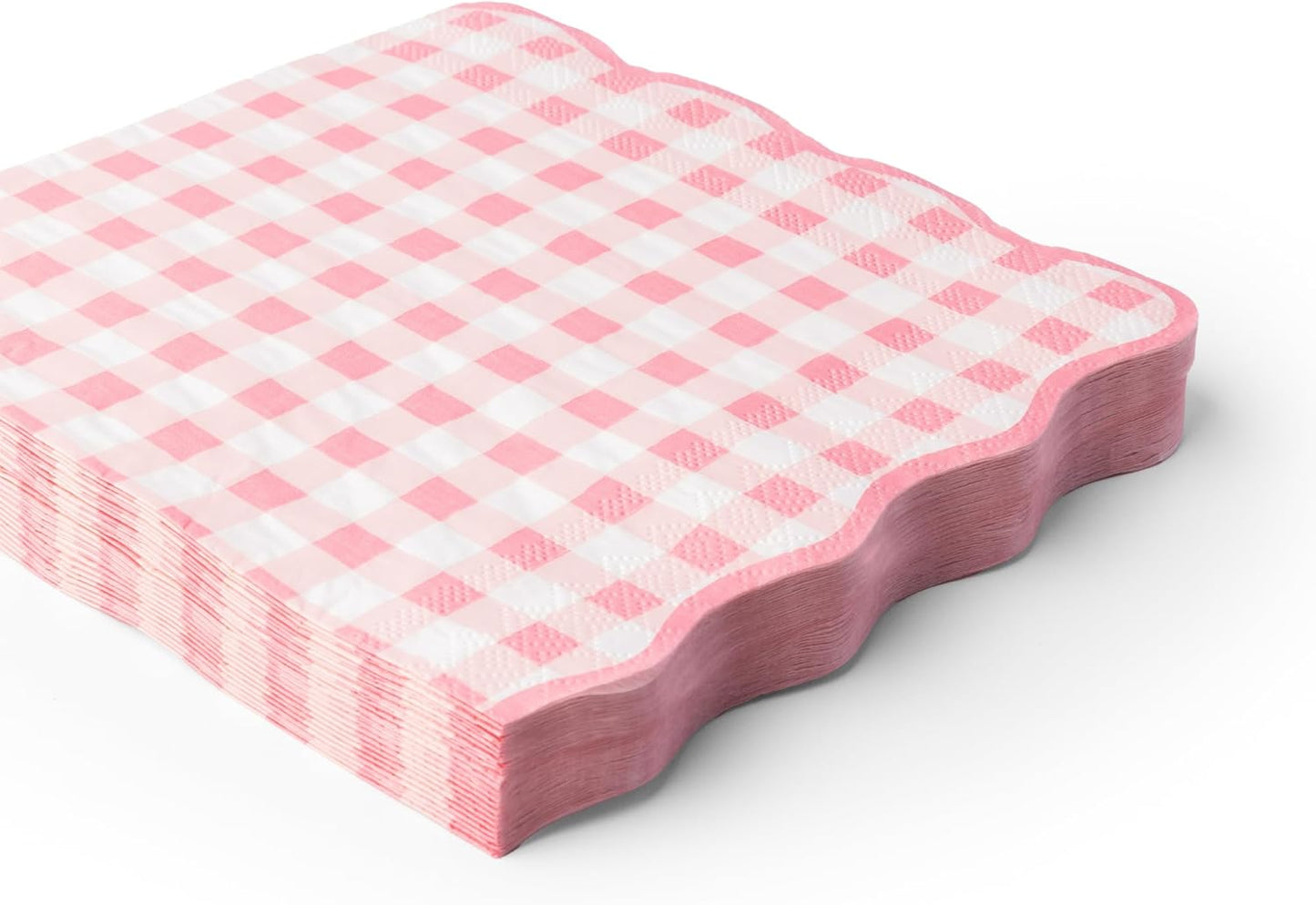Bonjour Fête Pink Gingham Paper Party Dinner Napkins | Premium Party Supplies | Baby Showers, Tea Parties, Valentine's Day, & Festive Gatherings | Pack of 16, 6.5" Folded