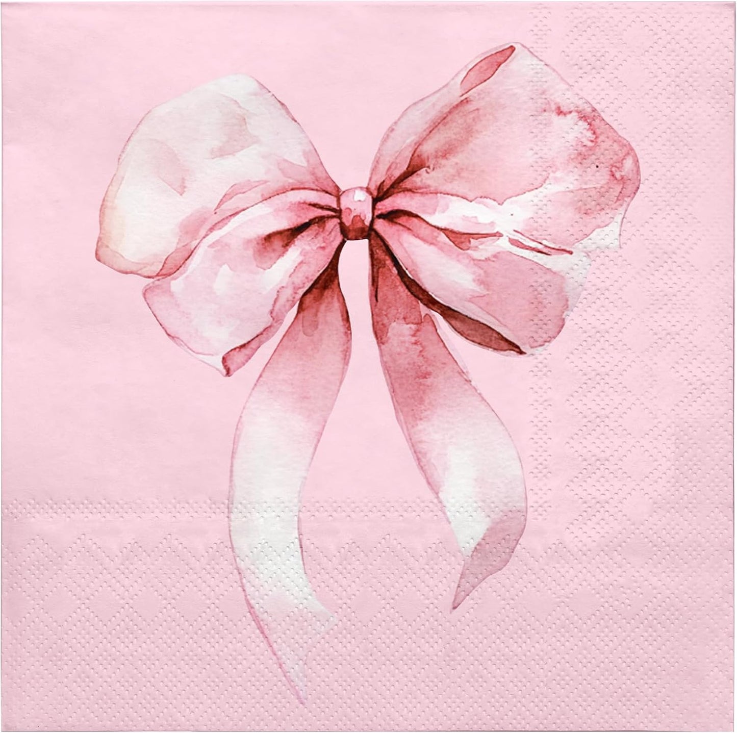 RUSPEPA 50 Pcs Bow Napkin Paper, 3 Ply Disposable Pink with Cute Bows Deisgn Luncheon Cocktail Dinner Paper Napkins for Baby Girls, 5 x 5 Inch
