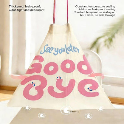 SeeYouLater 4 Gallon Trash Bags 150pcs Drawstring Tearing-Free for Bathroom Office Home Bedroom Trash Can with Pink Blue Alphabet Garbage Basket Bags