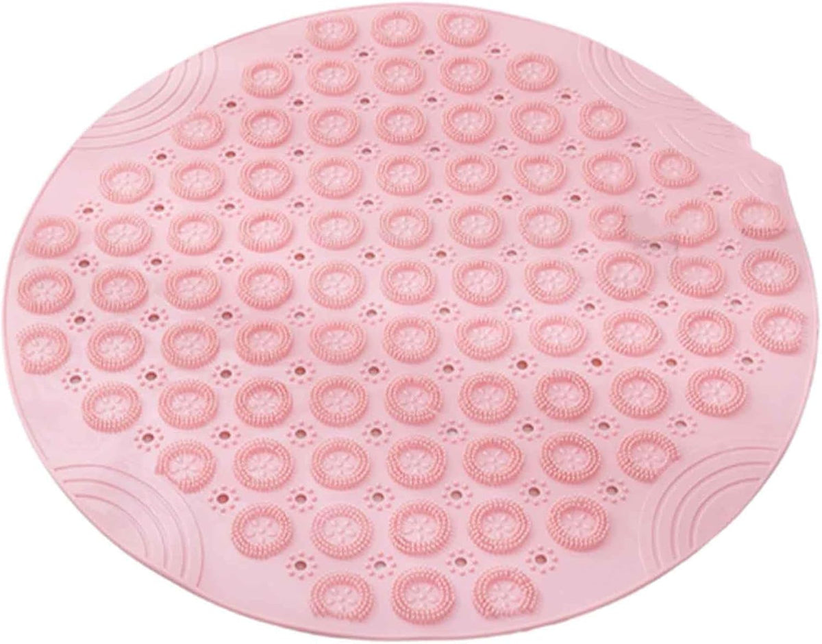 Bath Mat Bath Mats for Bathroom Mat Non Slip Bathmat Shower Outside Rug Round Bottom High Adsorption Suction Cup Washable Large Hole Drain (Pink,30x30cm)