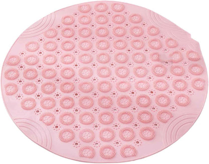 Bath Mat Bath Mats for Bathroom Mat Non Slip Bathmat Shower Outside Rug Round Bottom High Adsorption Suction Cup Washable Large Hole Drain (Pink,30x30cm)