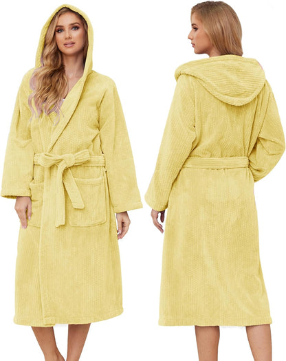 Hooded Bathrobes for Women, Soft Long Towel Robes for Women - Quick Dry yet Warm