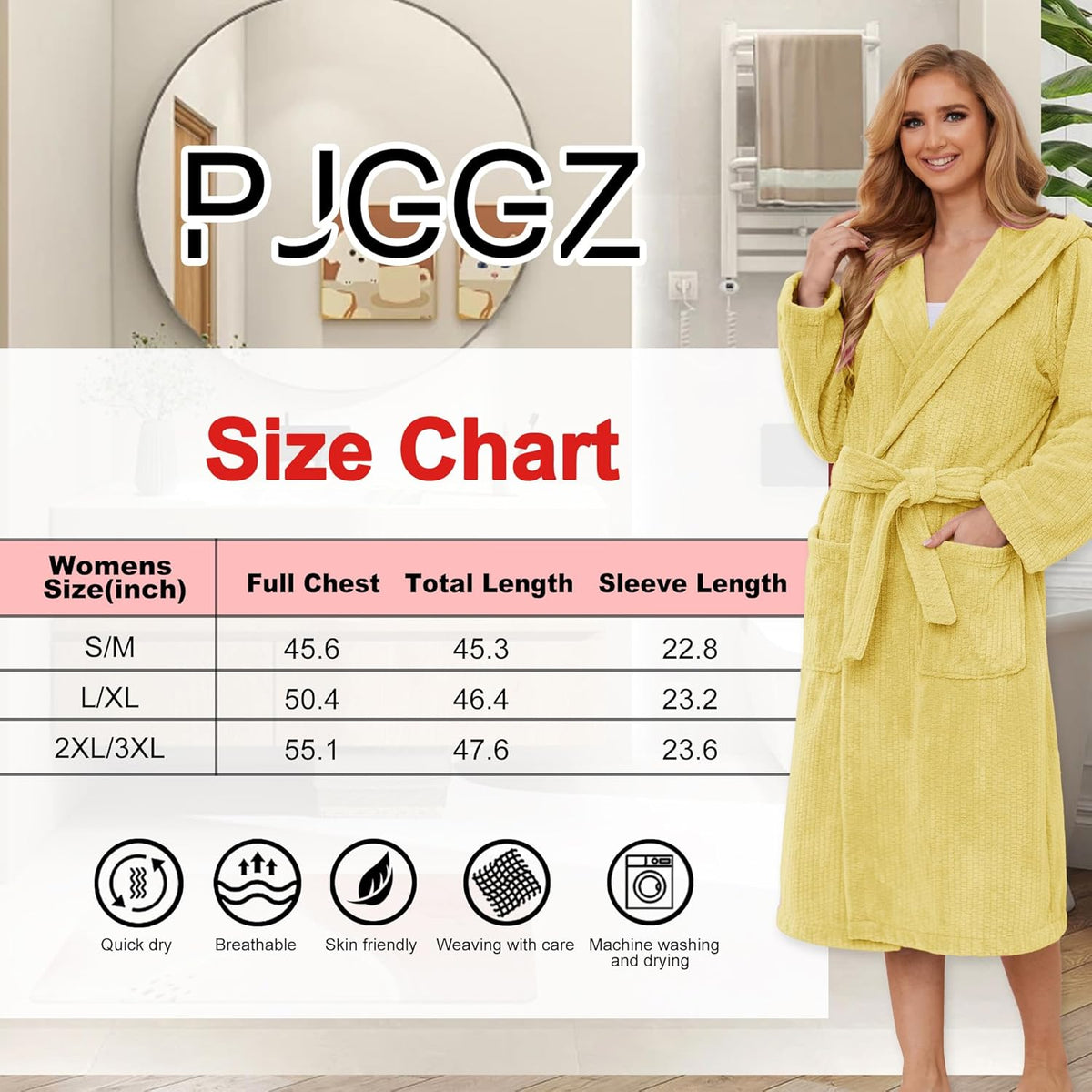 Hooded Bathrobes for Women, Soft Long Towel Robes for Women - Quick Dry yet Warm