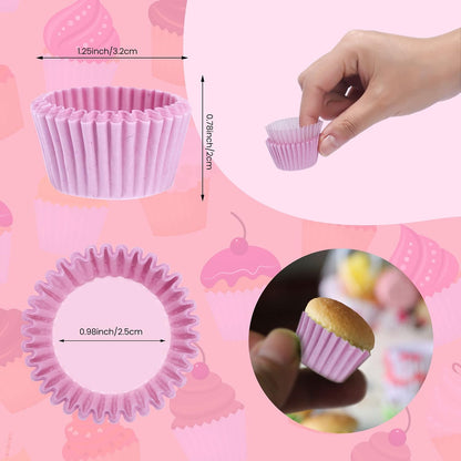 1 Inch Super Mini Cupcake papers Liners Baking Cups 1000 Pack Muffin Lining Wrappers, Pink