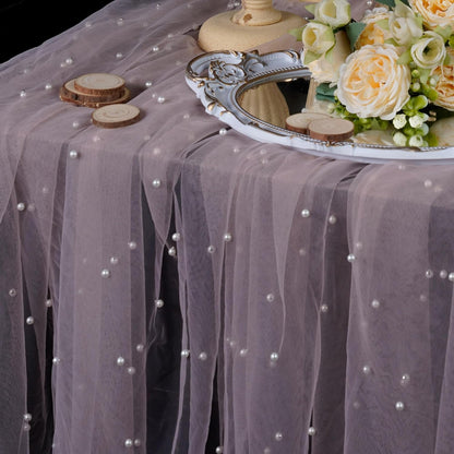 Pearl Table Runner, 63x120In Sheer Chiffon Lace for Wedding Birthday