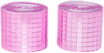 Pink Self Adhesive Glass Mirror Mosaic Tiles, 5 x 5 mm Square Mirror Tiles 3200 Pieces for DIY Craft, Interior, Art Collage, Card Making, Cups 2 Rolls