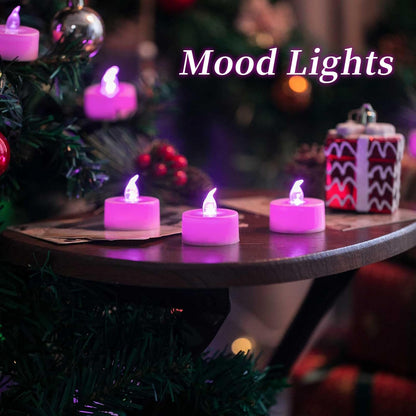 24 Pack LED Tea Lights Candles, Steady Pink Flameless Candles (Pink - 24pcs)