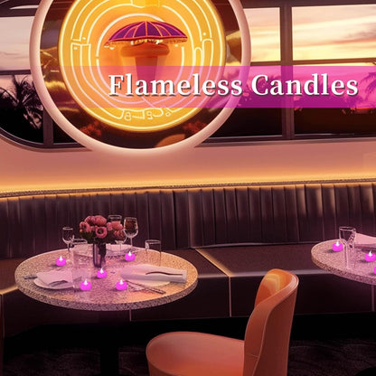 24 Pack LED Tea Lights Candles, Steady Pink Flameless Candles (Pink - 24pcs)