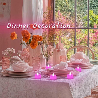 24 Pack LED Tea Lights Candles, Steady Pink Flameless Candles (Pink - 24pcs)