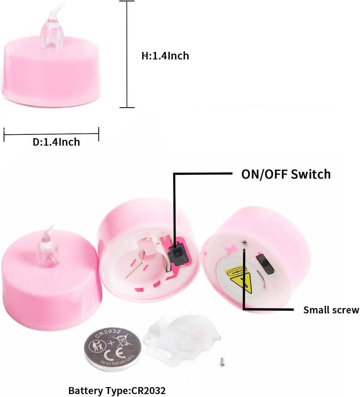 24 Pack LED Tea Lights Candles, Steady Pink Flameless Candles (Pink - 24pcs)