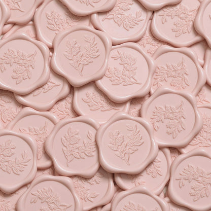 Wax Seal Stickers - Eucalyptus Wedding Invitation Envelope Seal Stickers, 50 Pcs Self- Adhesive Blush Pink Stickers, Perfect for Invitation, Christmas, Gift Wrapping, Party
