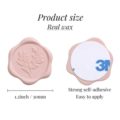 Wax Seal Stickers - Eucalyptus Wedding Invitation Envelope Seal Stickers, 50 Pcs Self- Adhesive Blush Pink Stickers, Perfect for Invitation, Christmas, Gift Wrapping, Party