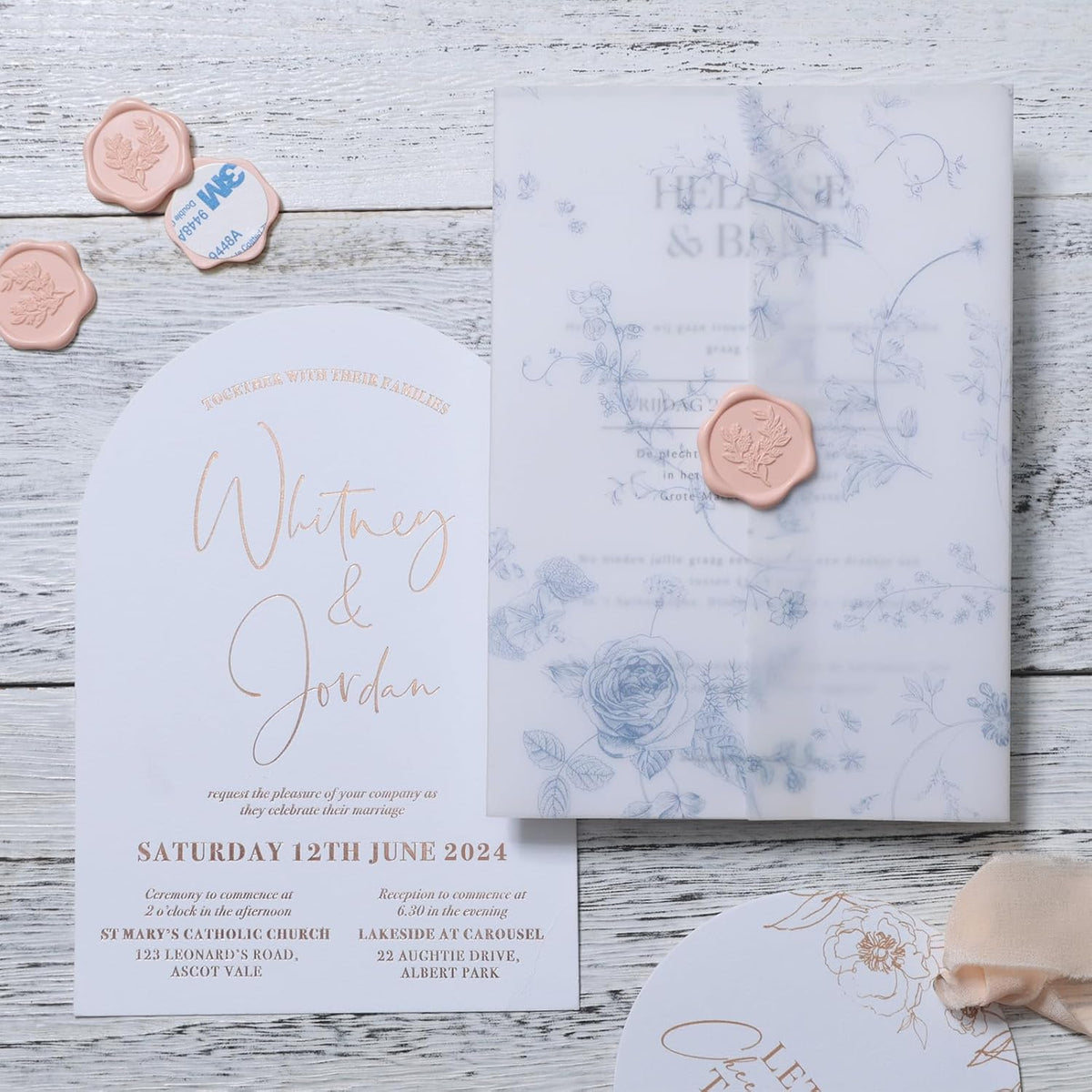 Wax Seal Stickers - Eucalyptus Wedding Invitation Envelope Seal Stickers, 50 Pcs Self- Adhesive Blush Pink Stickers, Perfect for Invitation, Christmas, Gift Wrapping, Party
