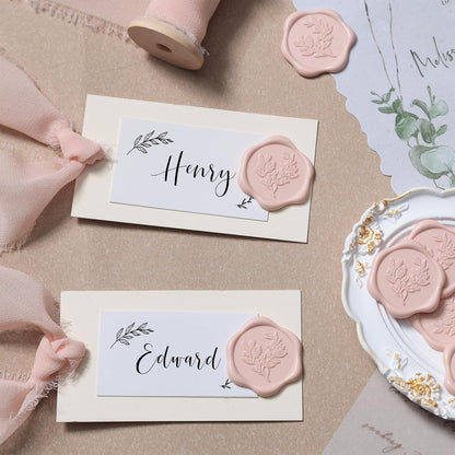 Wax Seal Stickers - Eucalyptus Wedding Invitation Envelope Seal Stickers, 50 Pcs Self- Adhesive Blush Pink Stickers, Perfect for Invitation, Christmas, Gift Wrapping, Party