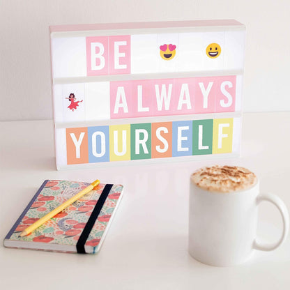 Pink Cinema Light Box with 400 Letters, Emojis, 2 Markers. Led Light Box Home Office and Room Decor, Cinema Led Sign Letters Board. Gifts for Women Girls Christmas Birthdays, Pink Decor
