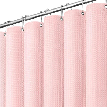 Waffle Shower Curtain 256 GSM Heavy Duty Fabric 72"x72" Pink