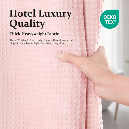 Waffle Shower Curtain 256 GSM Heavy Duty Fabric 72"x72" Pink