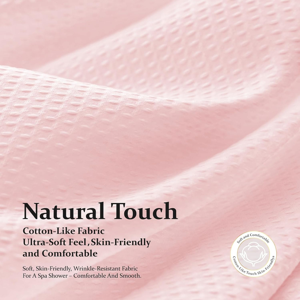 Waffle Shower Curtain 256 GSM Heavy Duty Fabric 72"x72" Pink