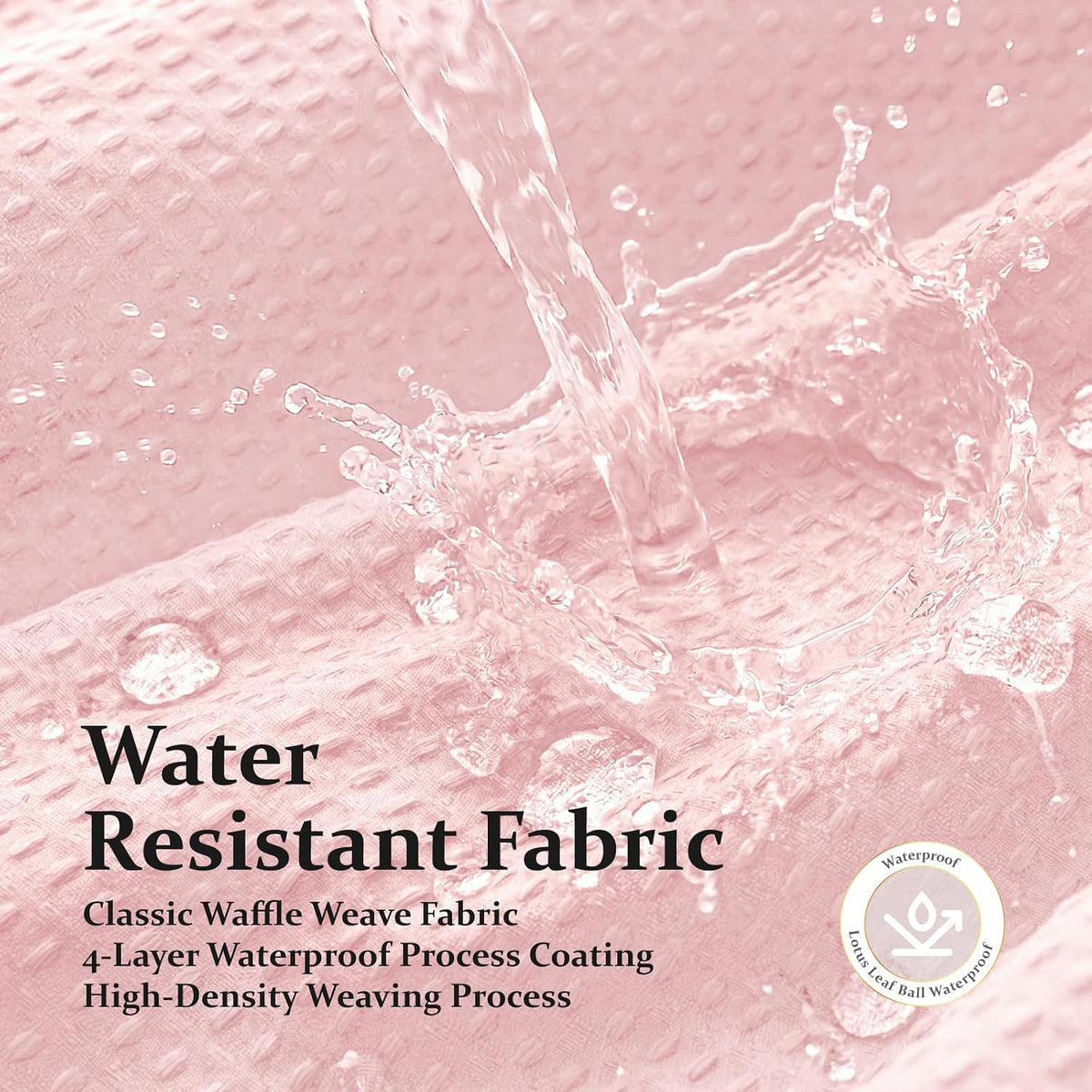 Waffle Shower Curtain 256 GSM Heavy Duty Fabric 72"x72" Pink