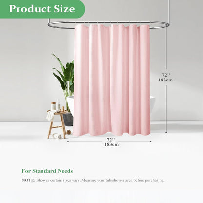 Waffle Shower Curtain 256 GSM Heavy Duty Fabric 72"x72" Pink