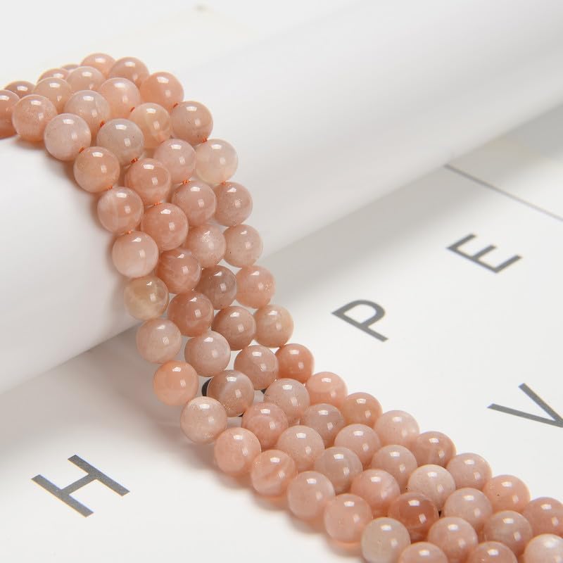 120Pcs 6mm Natural Peach Moonstone Smooth Round Beads for Jewlery Making